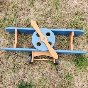 VINTAGE Air Plane Wall Shelf Decor Pine Kids Room Aviation Pilot Travel